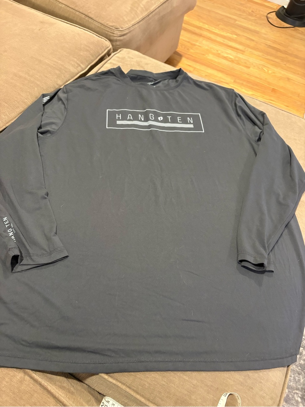 Hang Ten Rash Guard Men 2XL Grey Excellent UPF 50+ Long Sleeve Sun Shirt